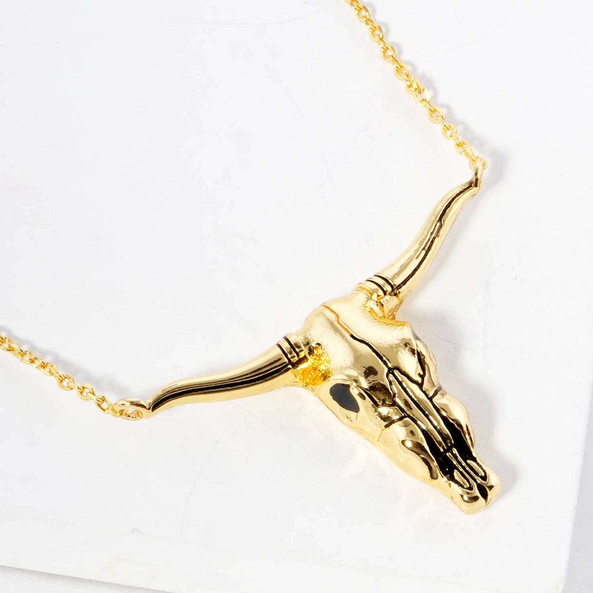 Western Longhorn Bull Skull Pendant Necklace