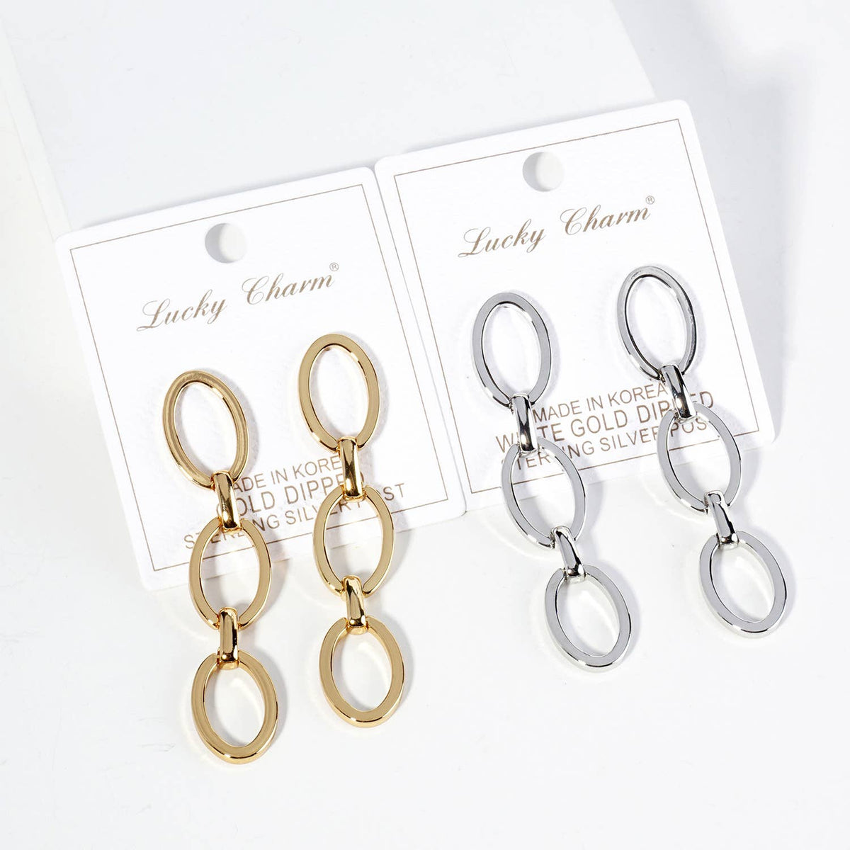 18K Gold Dipped Link Chain Drop Statement Earrings