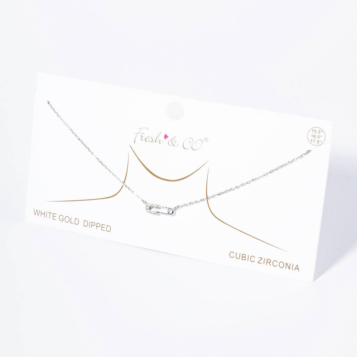 Cubic Zirconia Petite Safety Pin Pendant Necklace