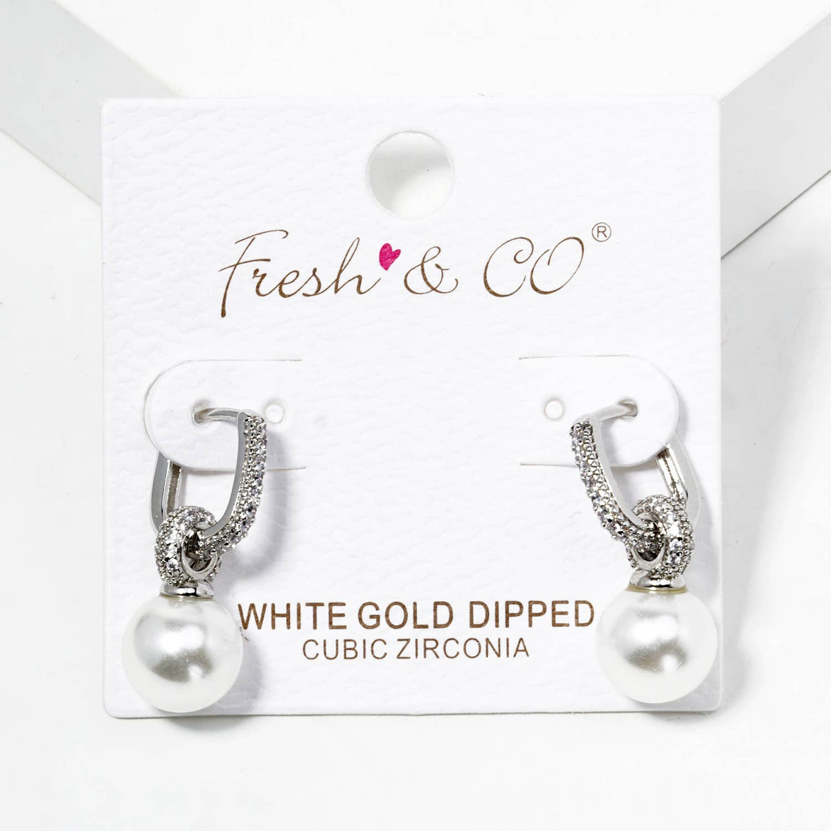 Dainty Pave Huggie Hoop & Pearl Drop Earrings