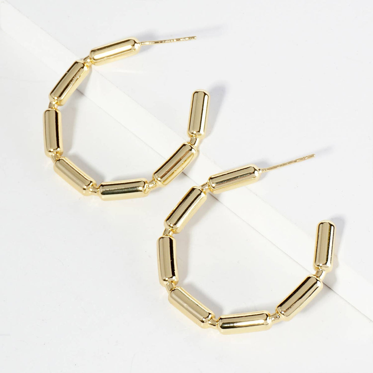 30MM CHAIN HOOP EARRINGS / 18K GOLD DIPPED