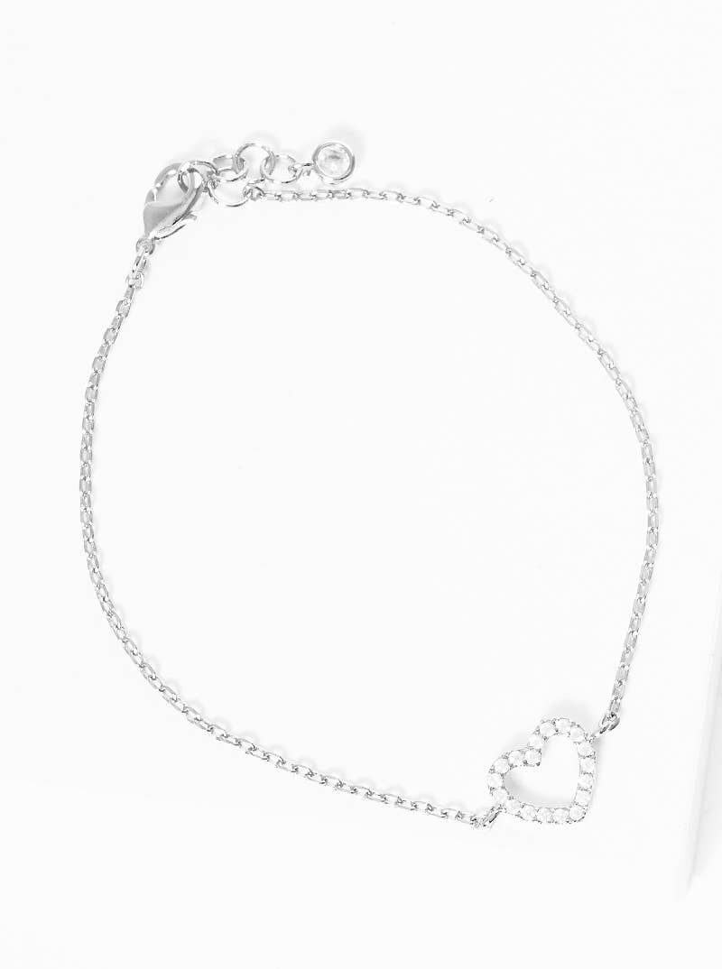 Dainty Pavé Heart Charm Bracelet