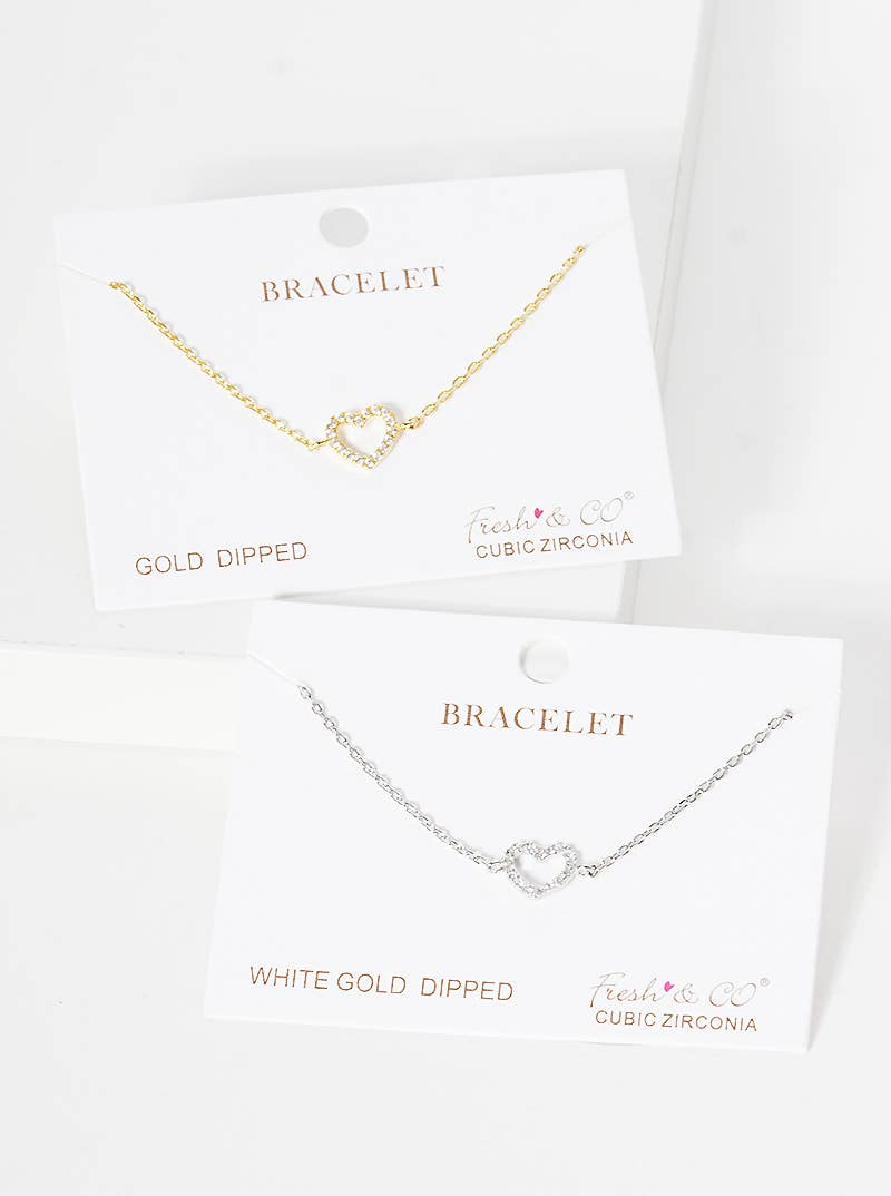 Dainty Pavé Heart Charm Bracelet