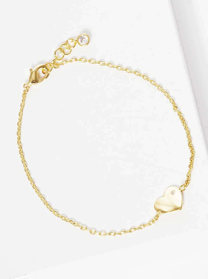 Dainty Cubic Zirconia Heart Charm Bracelet