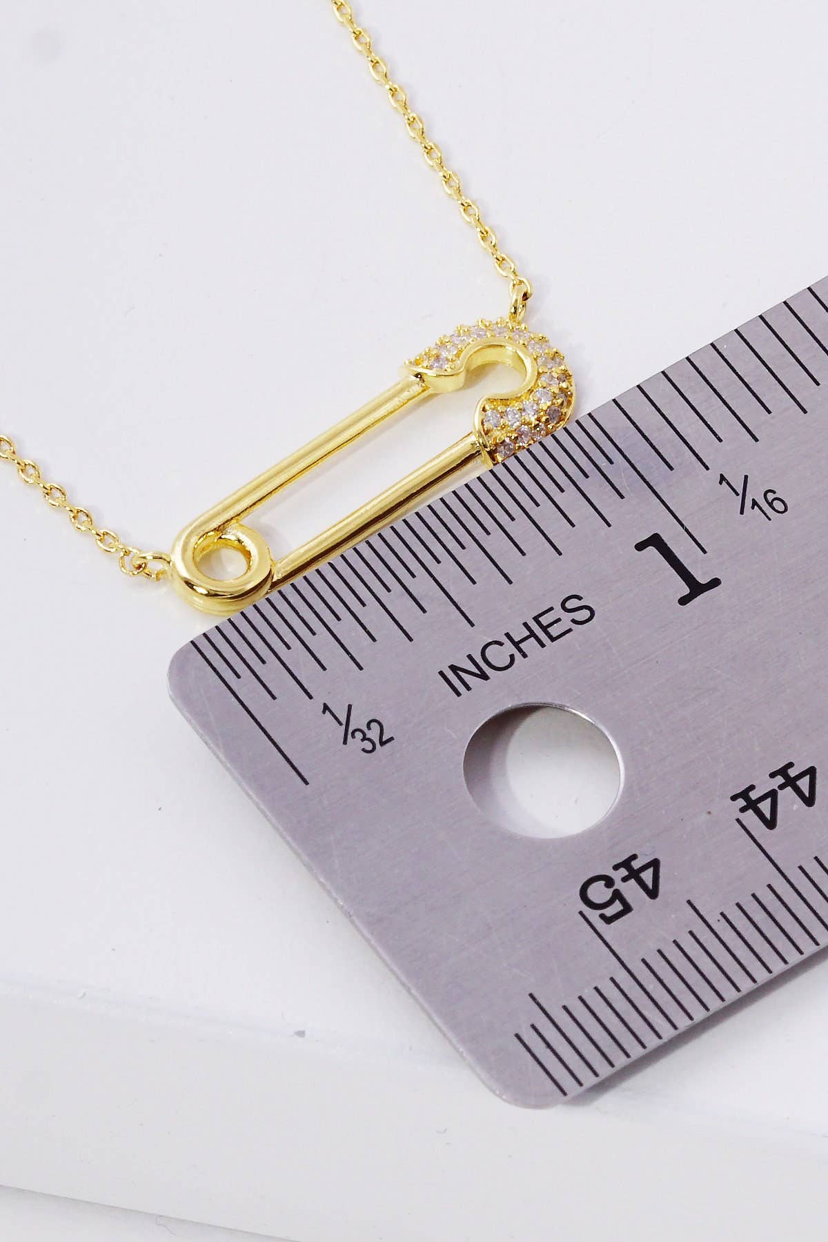 Gold Plated Safety Pin Necklace