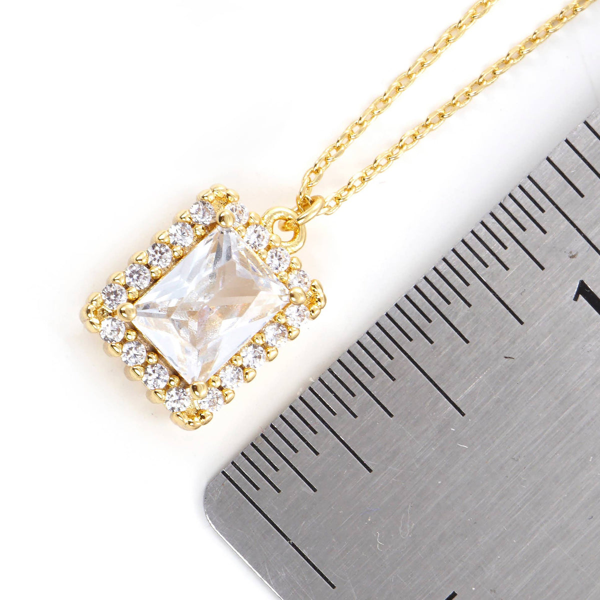 Gold Plated Emerald-Cut Cubic Necklace