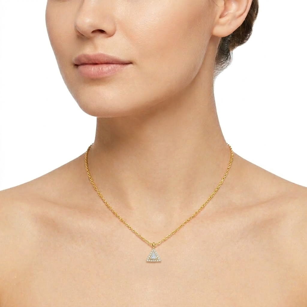 Minimalist CZ Trillion Triangle Pendant Necklace