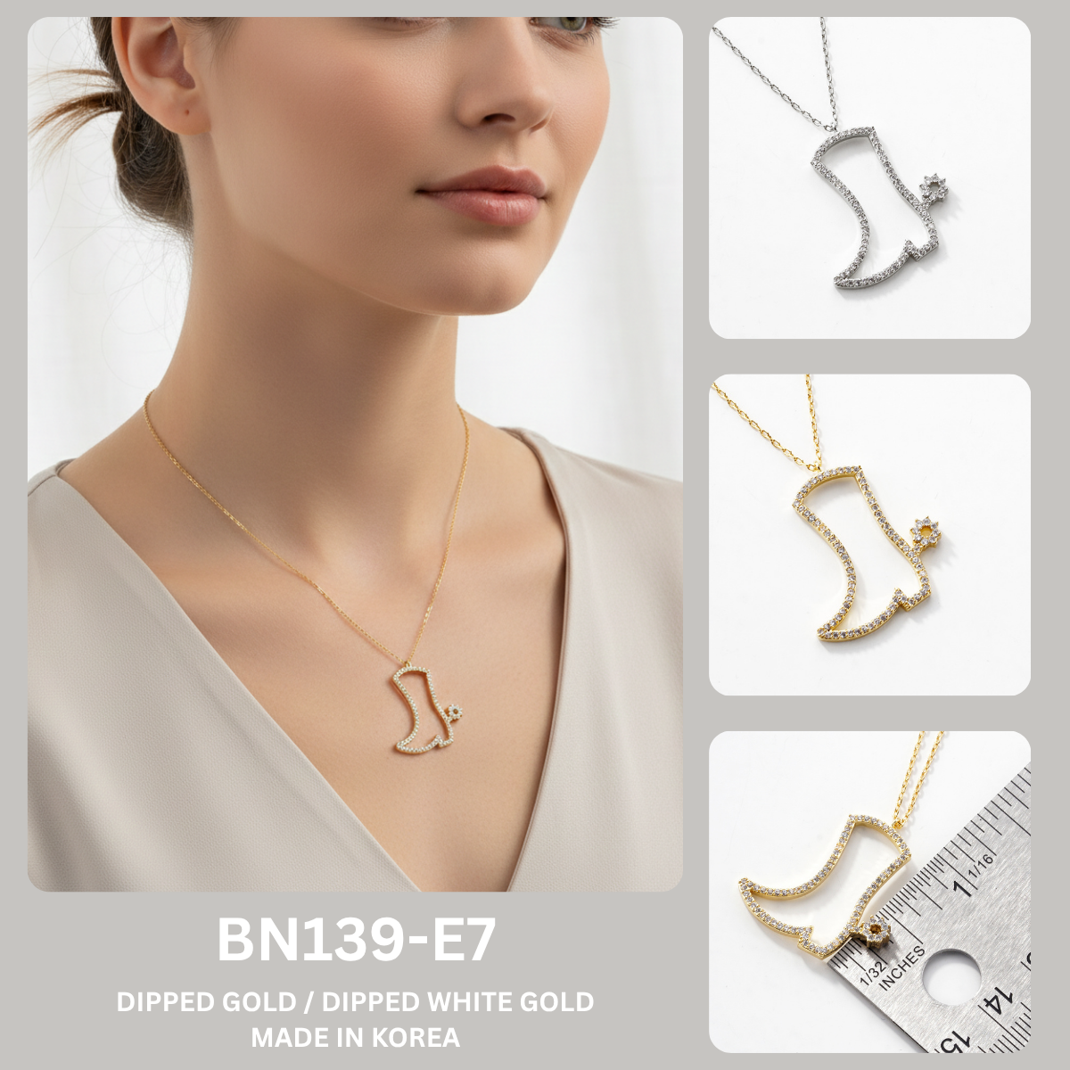 Sparkling Pavé Cowboy Boot Pendant Necklace