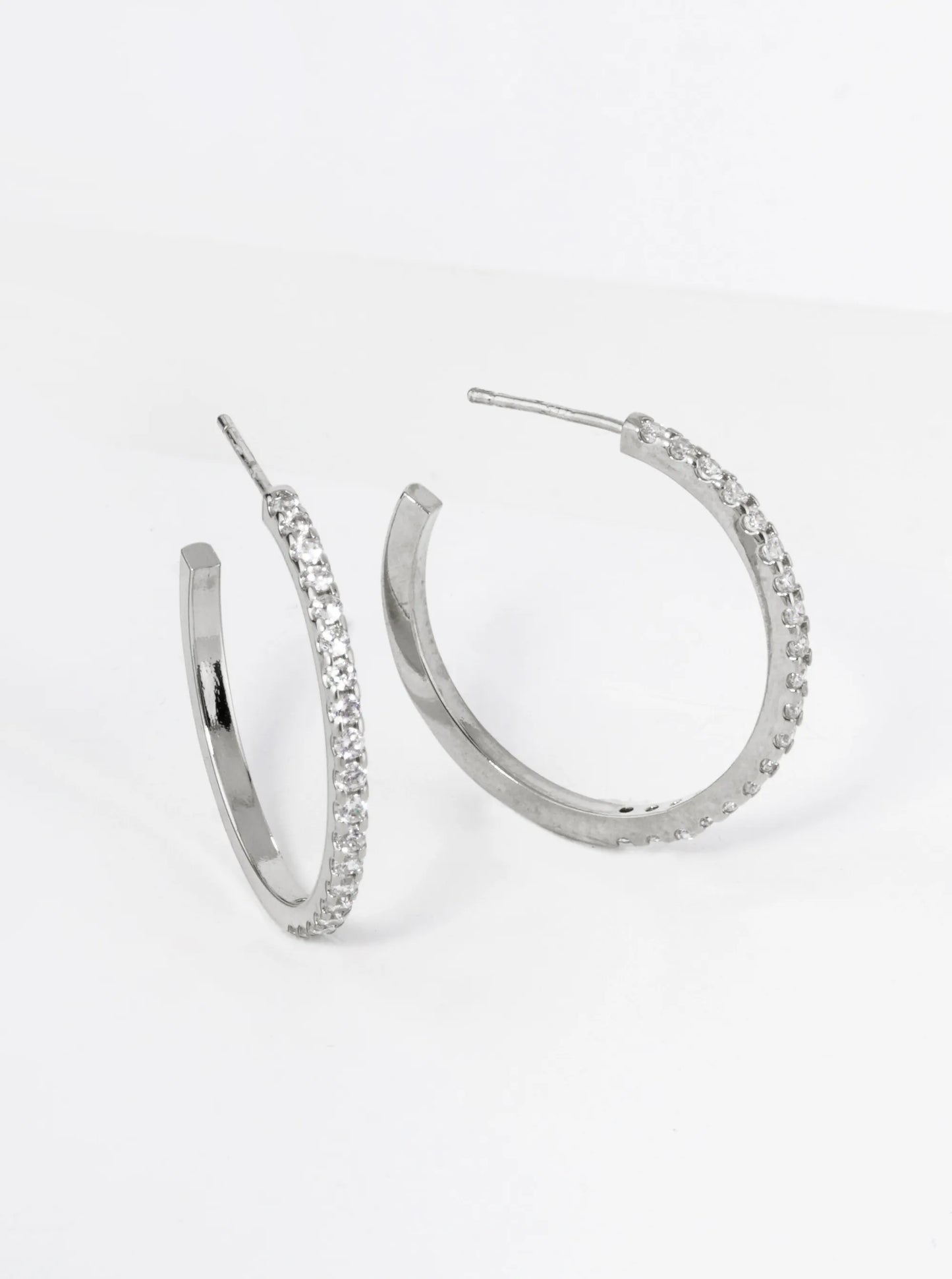 22mm 18K Gold Dipped Pave Set Cubic Zirconia Open Hoop Earrings