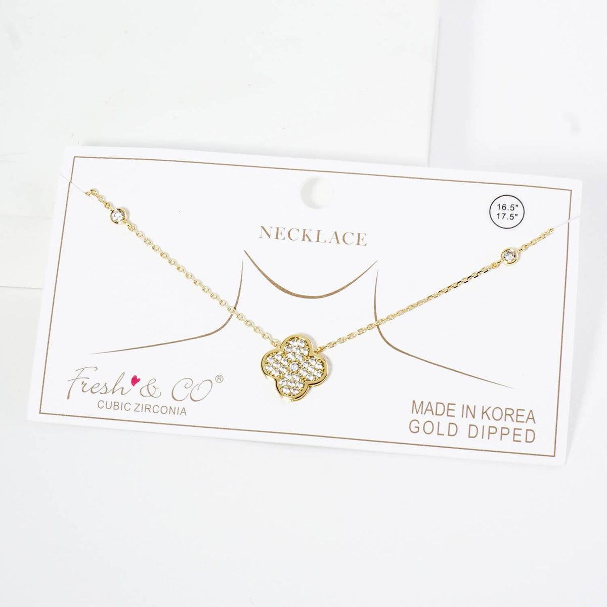 18K Gold Dipped Pave Set Cubic Zirconia Quatrefoil Pendant