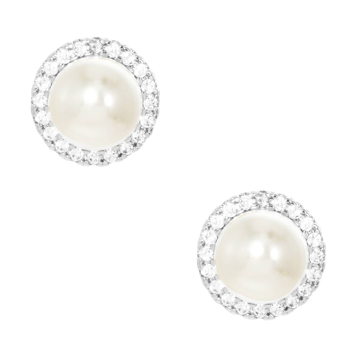 Pearl & Crystal Halo Bridesmaid Stud Earrings