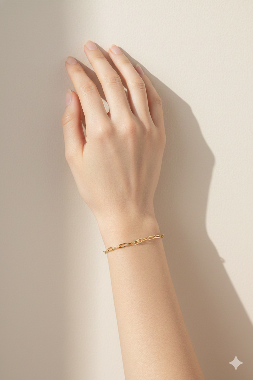 Minimalist Paperclip Chain Bracelet with Magnetic Clasp