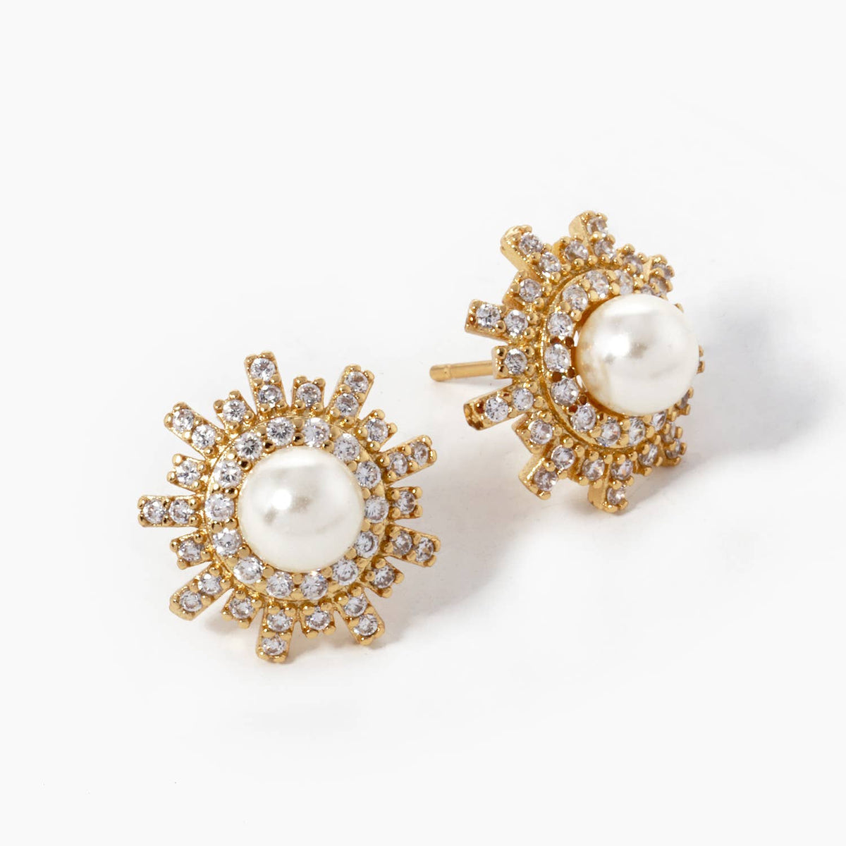 Freshwater Pearl Sunburst Stud Earrings
