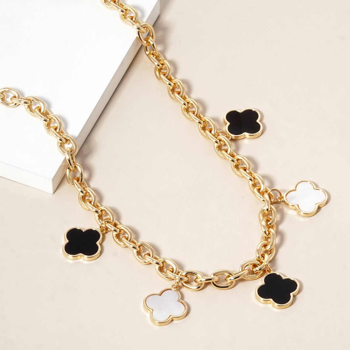 Minimalist Clover Charm Link Necklace
