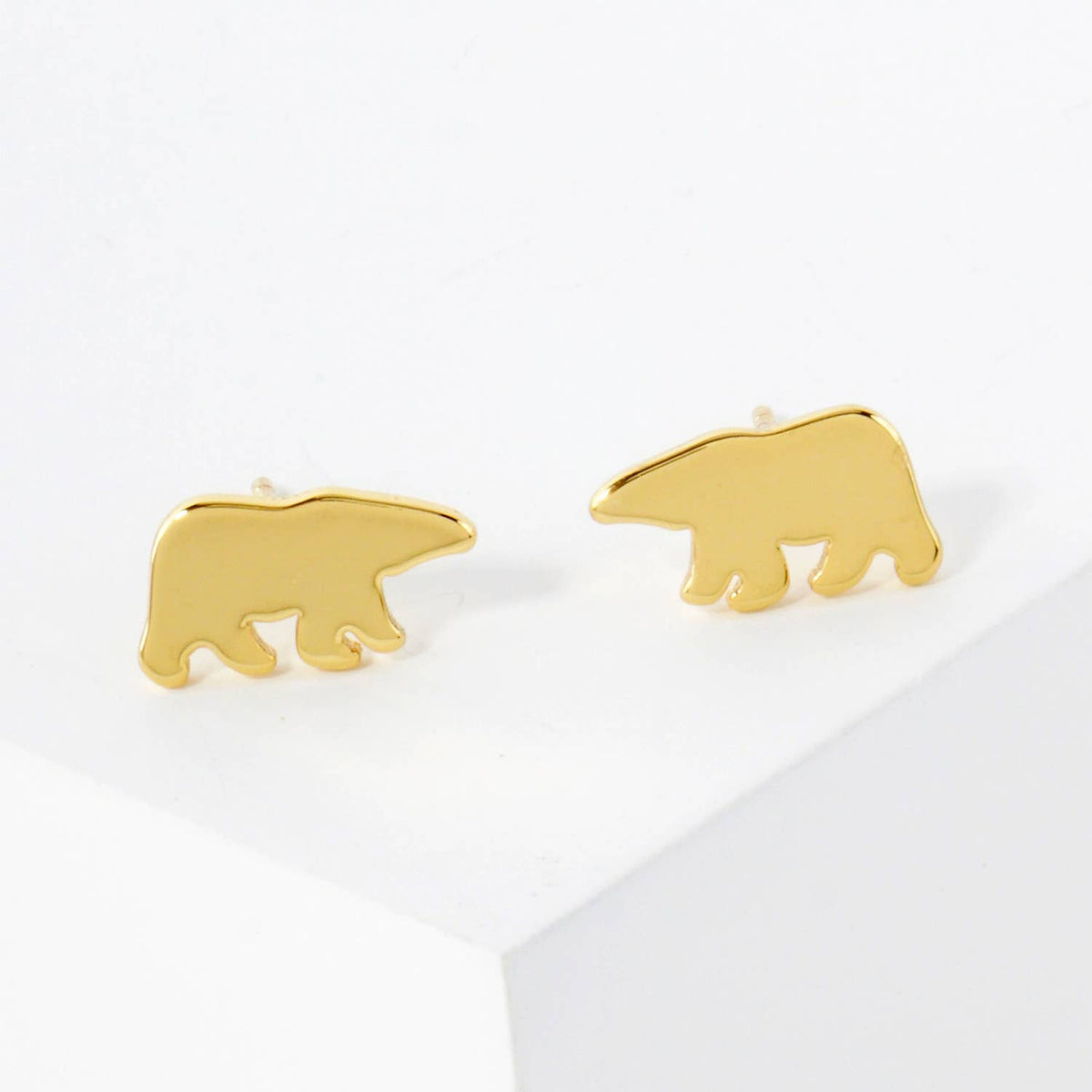 Bear 18K-Gold-Dipped Polished Brass Flat Stud Earrings