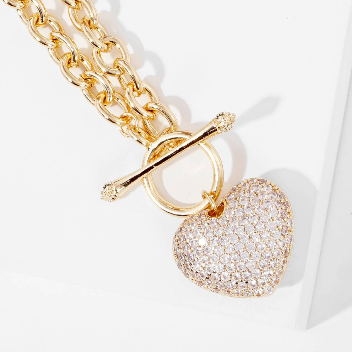 Gold Plated Cubic Heart Pendant Necklace