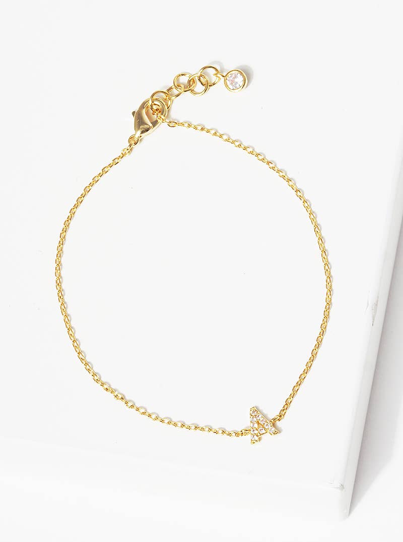 Dainty Pavé Cubic Zirconia Initial Letter Chain Bracelet