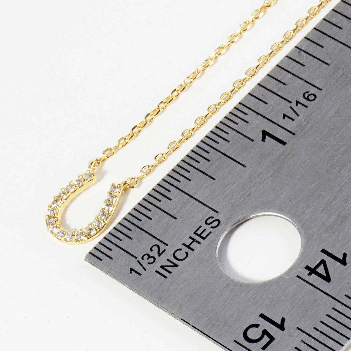 Lucky Horseshoe Pave Charm Necklace
