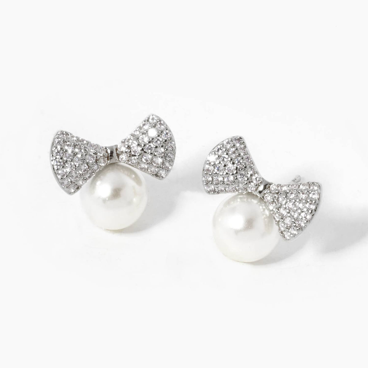 Gold Plated Freshwater Pearl Bowtie Earrings