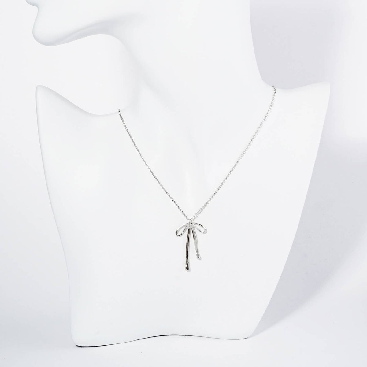 RIBBON BOW PENDANT NECKLACE / 18K GOLD DIPPED BRASS