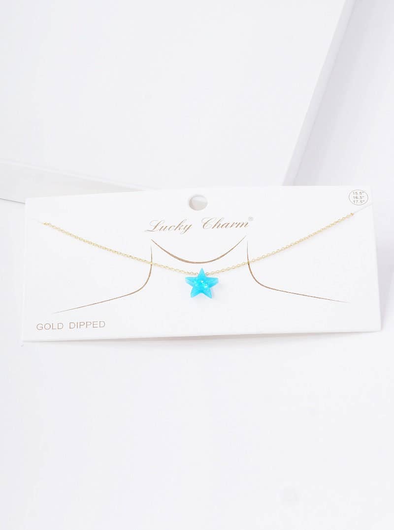 Gold Plated Opal Star Necklace