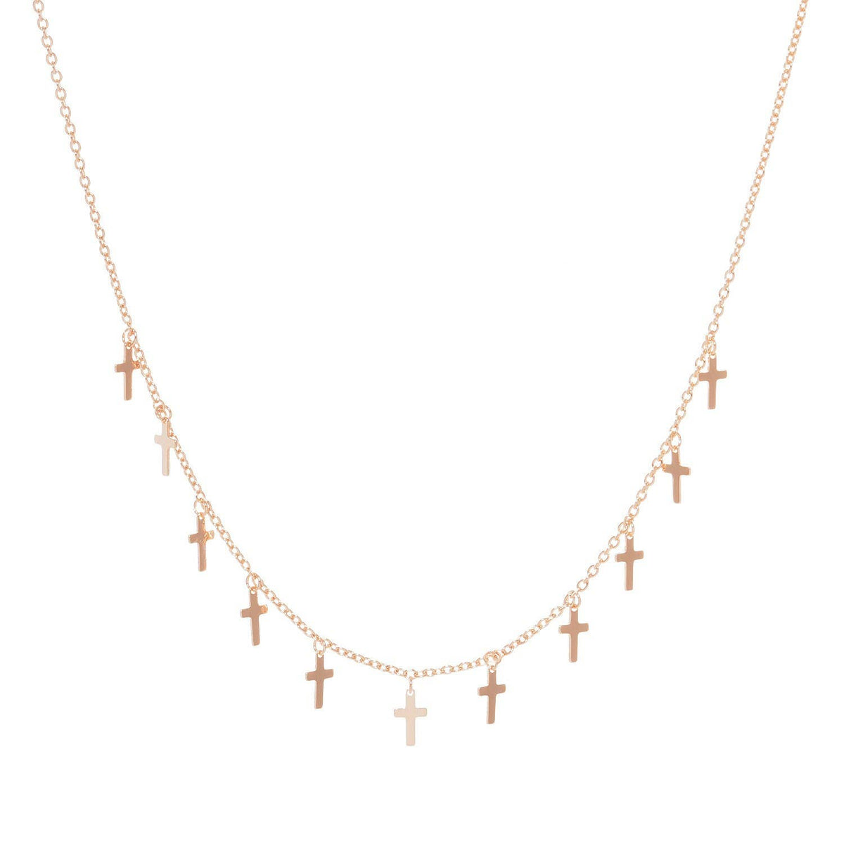 Gold Plated Chain w/ Dangling Crosses Necklace