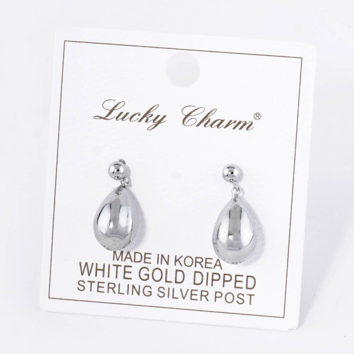 Small Puffy Teardrop Drop Dangle Post Earrings / 18K Gold