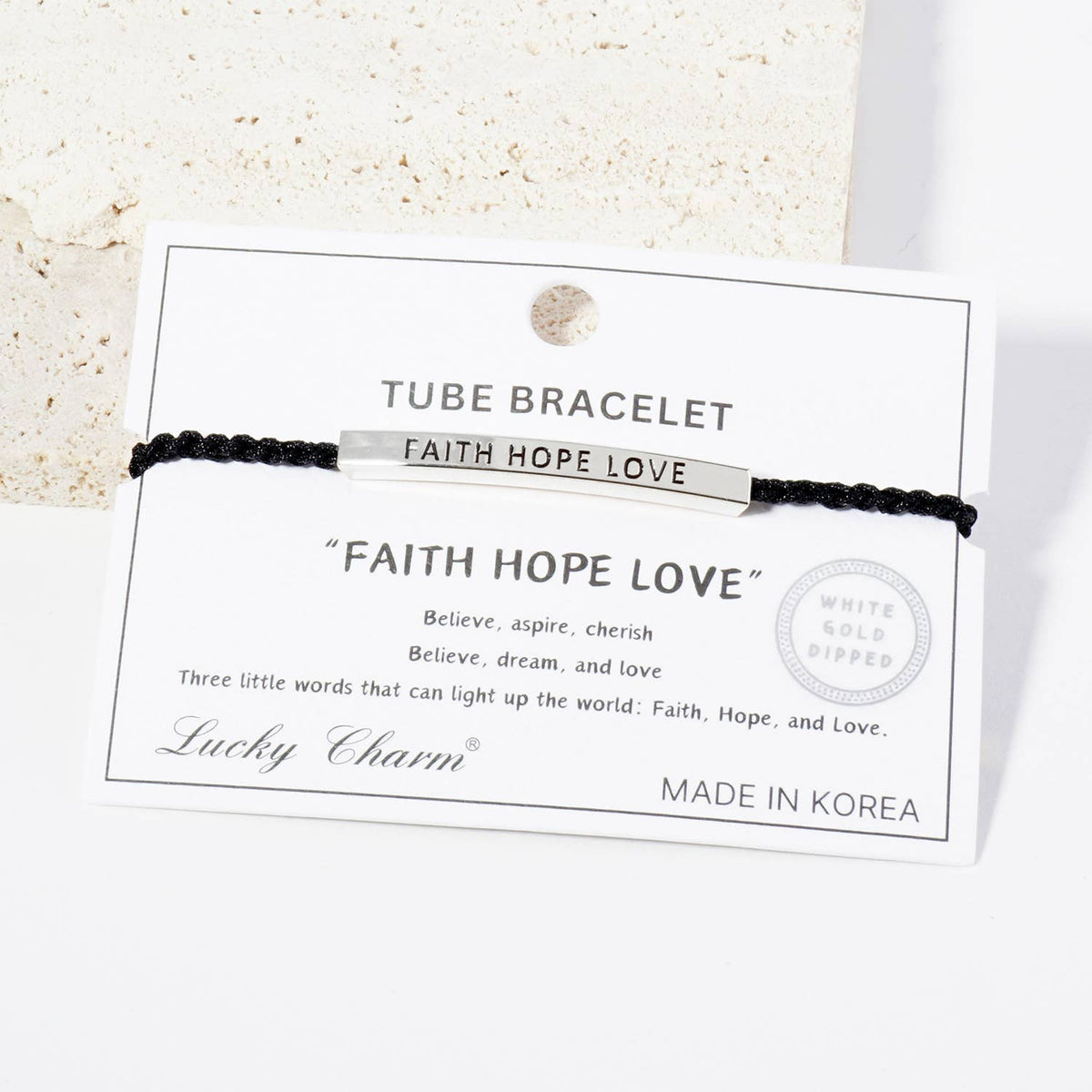 Inspirational Messages "Faith Hope Love" Tube Bar Bracelet