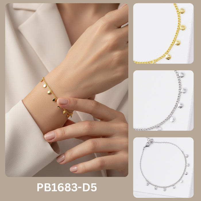 Minimalist Floating Disc Charm Bracelet