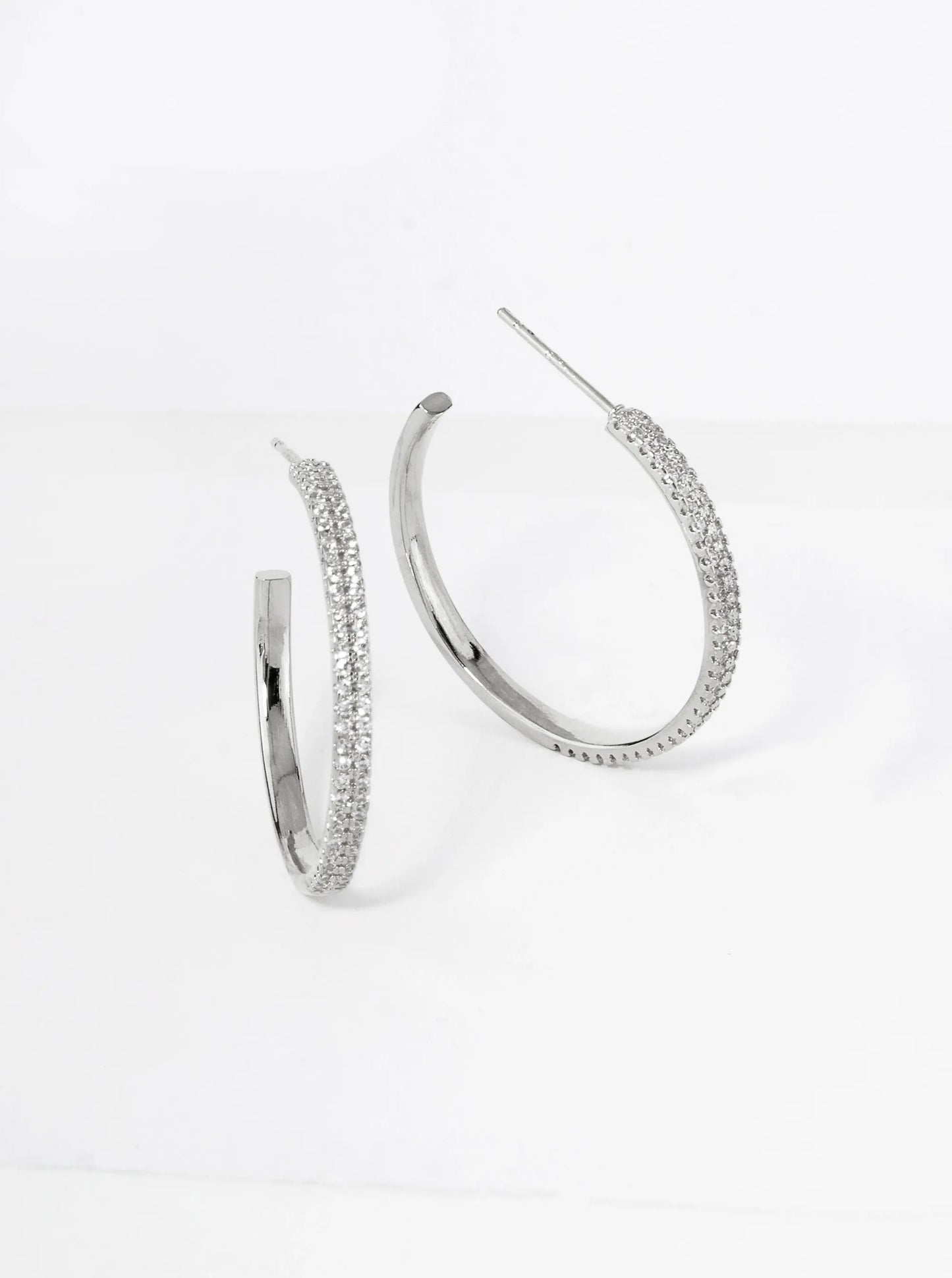25mm 18K Gold Dipped Double Row Micro Pave Cubic Zirconia Open Hoop Earrings