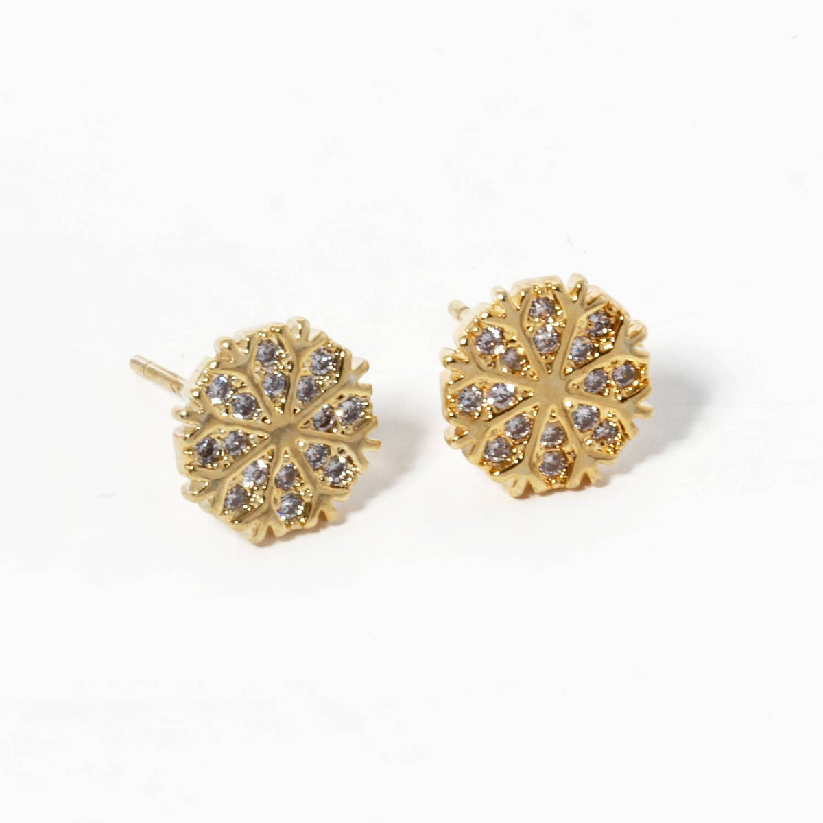 Gold Dipped Snowflake Stud Earrings