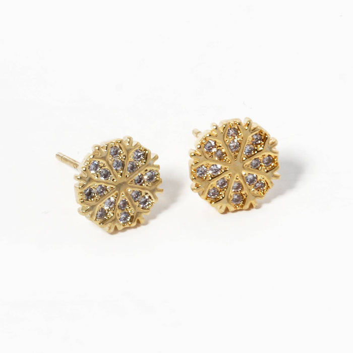 Gold Dipped Snowflake Stud Earrings