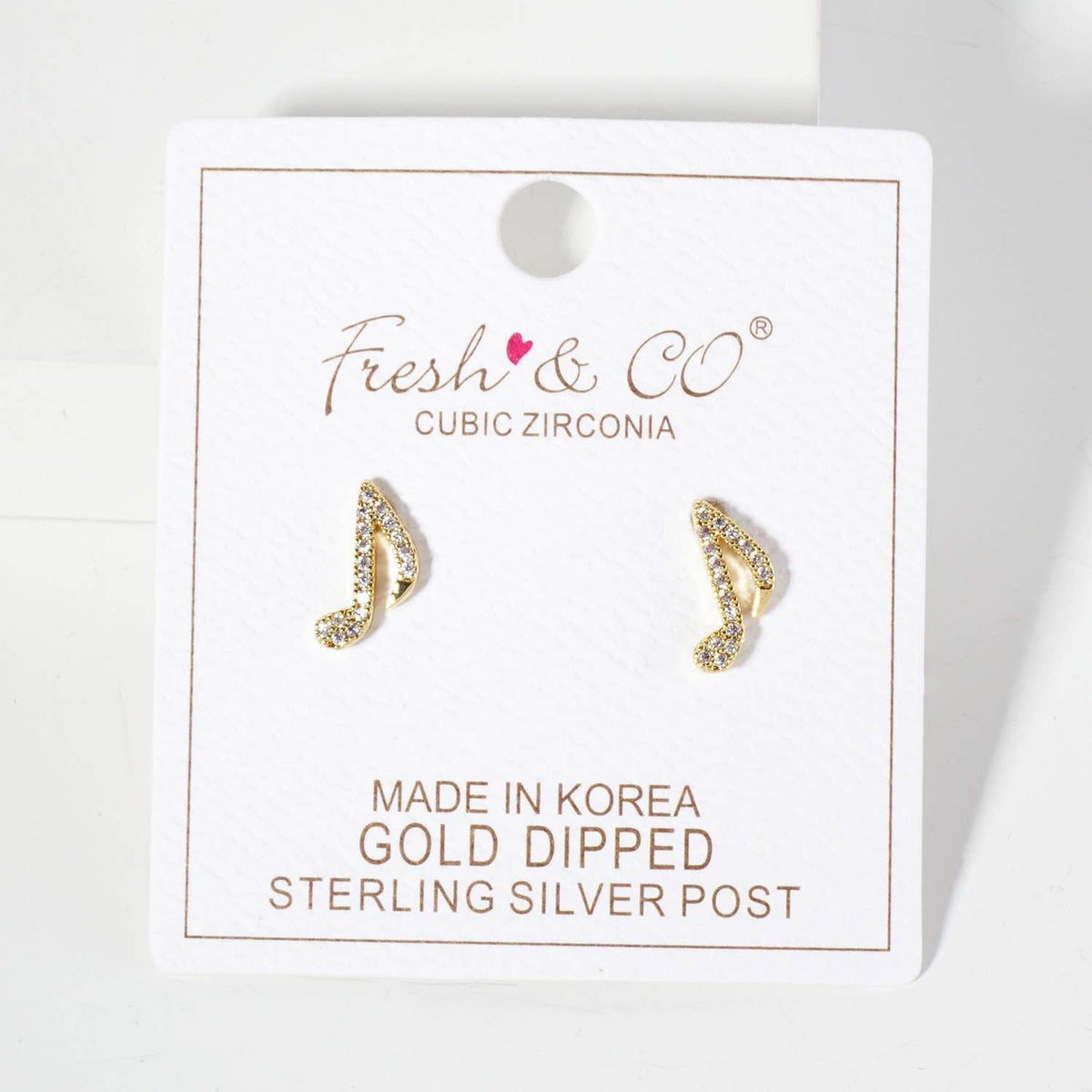Minimalist Pave-Set Musical-Note Stud Earrings