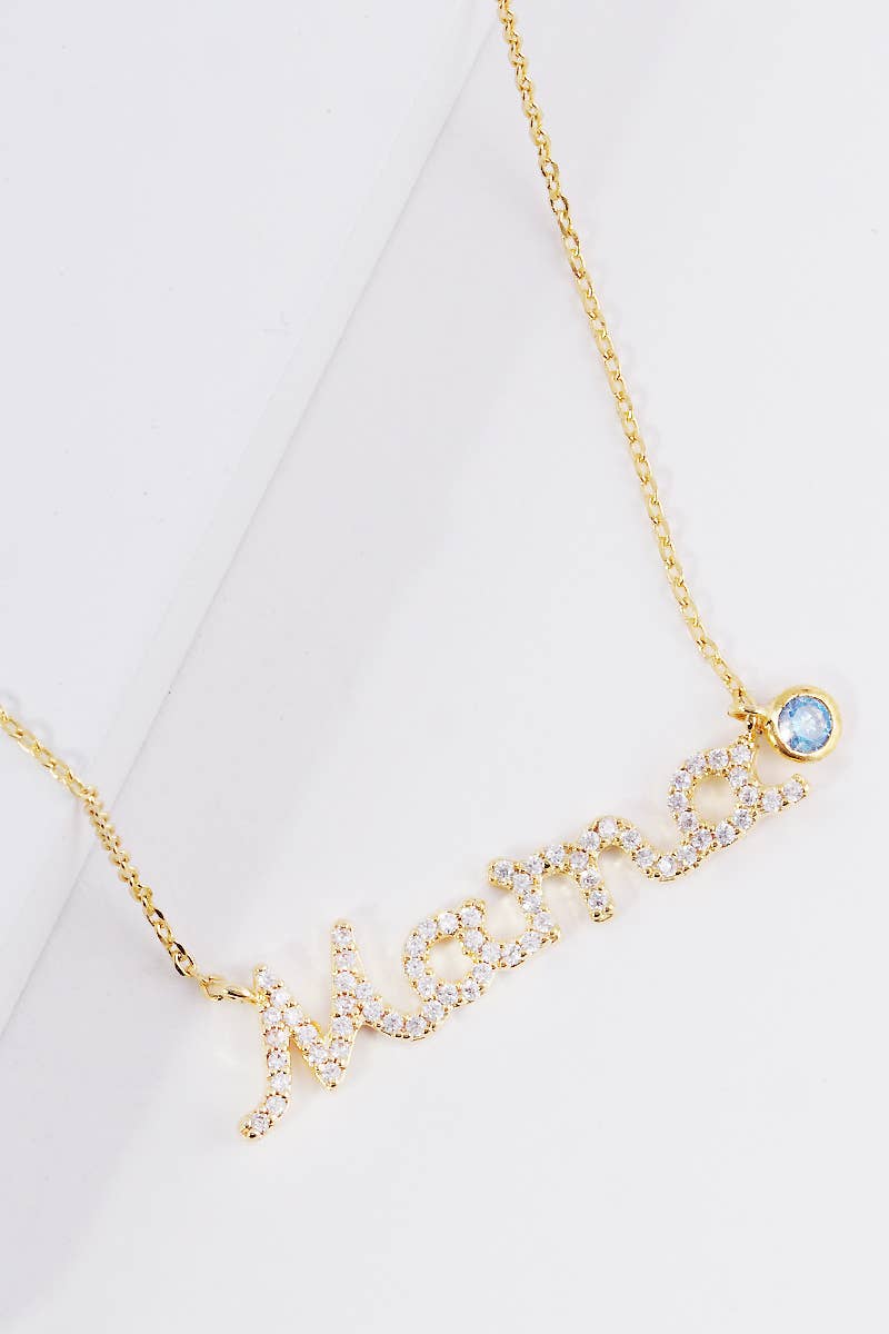 Gold Plated Birthstone Mama Necklace