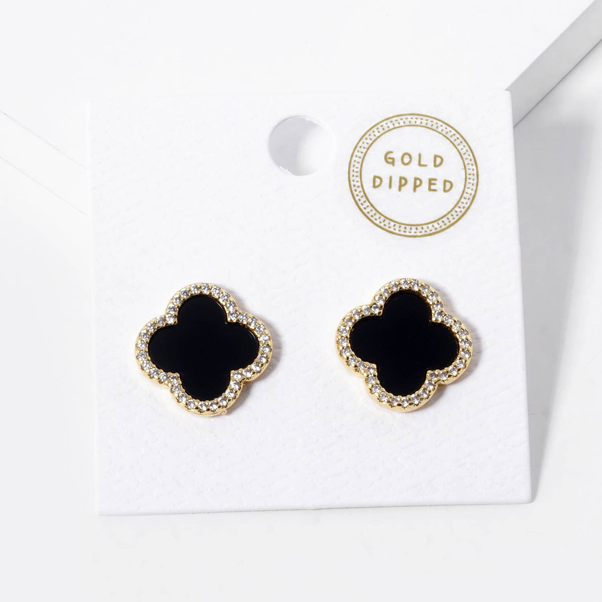Dainty Clover Pavé Cubic Zirconia Stud Earrings