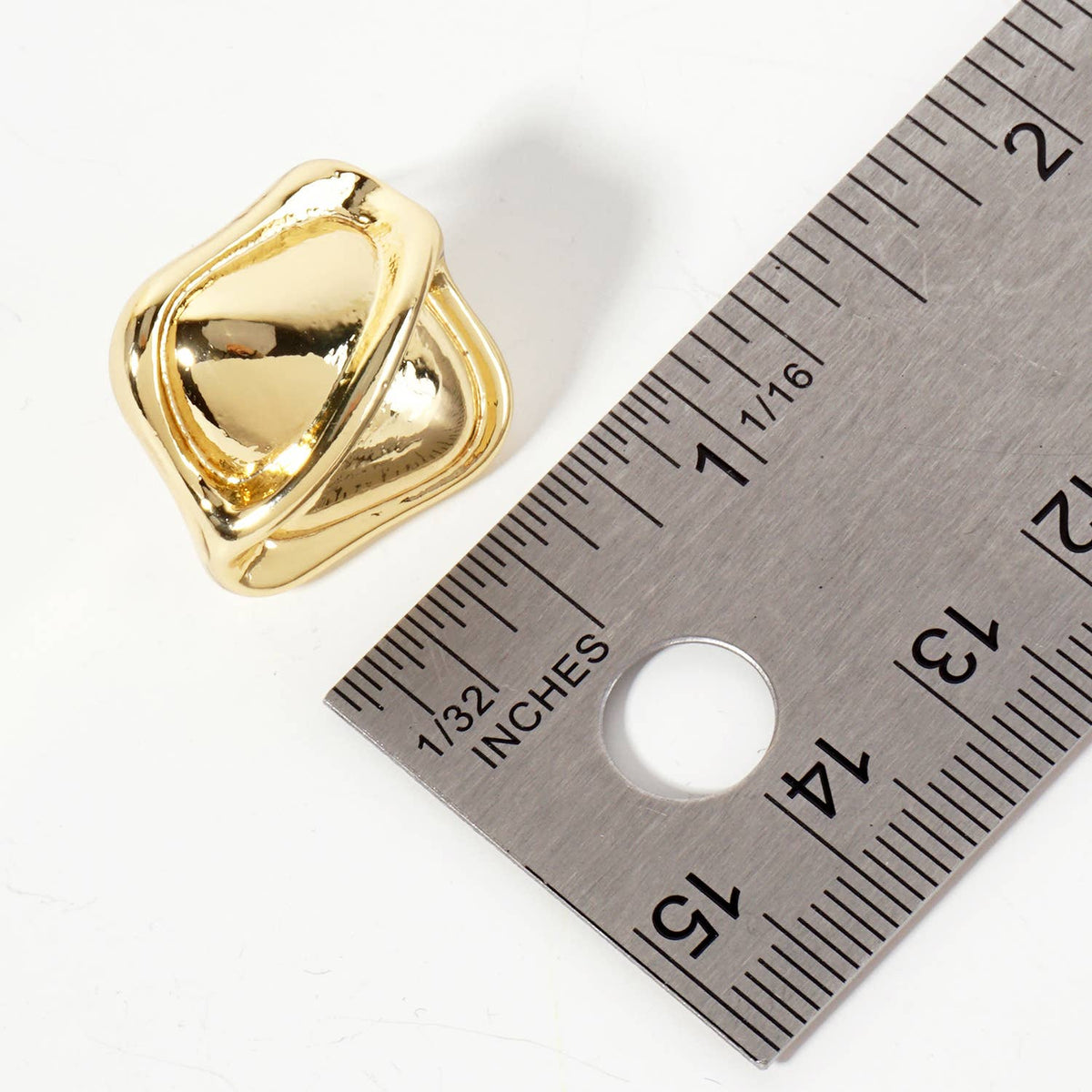 Polished Brass Soft-Curve Textured Post Earrings