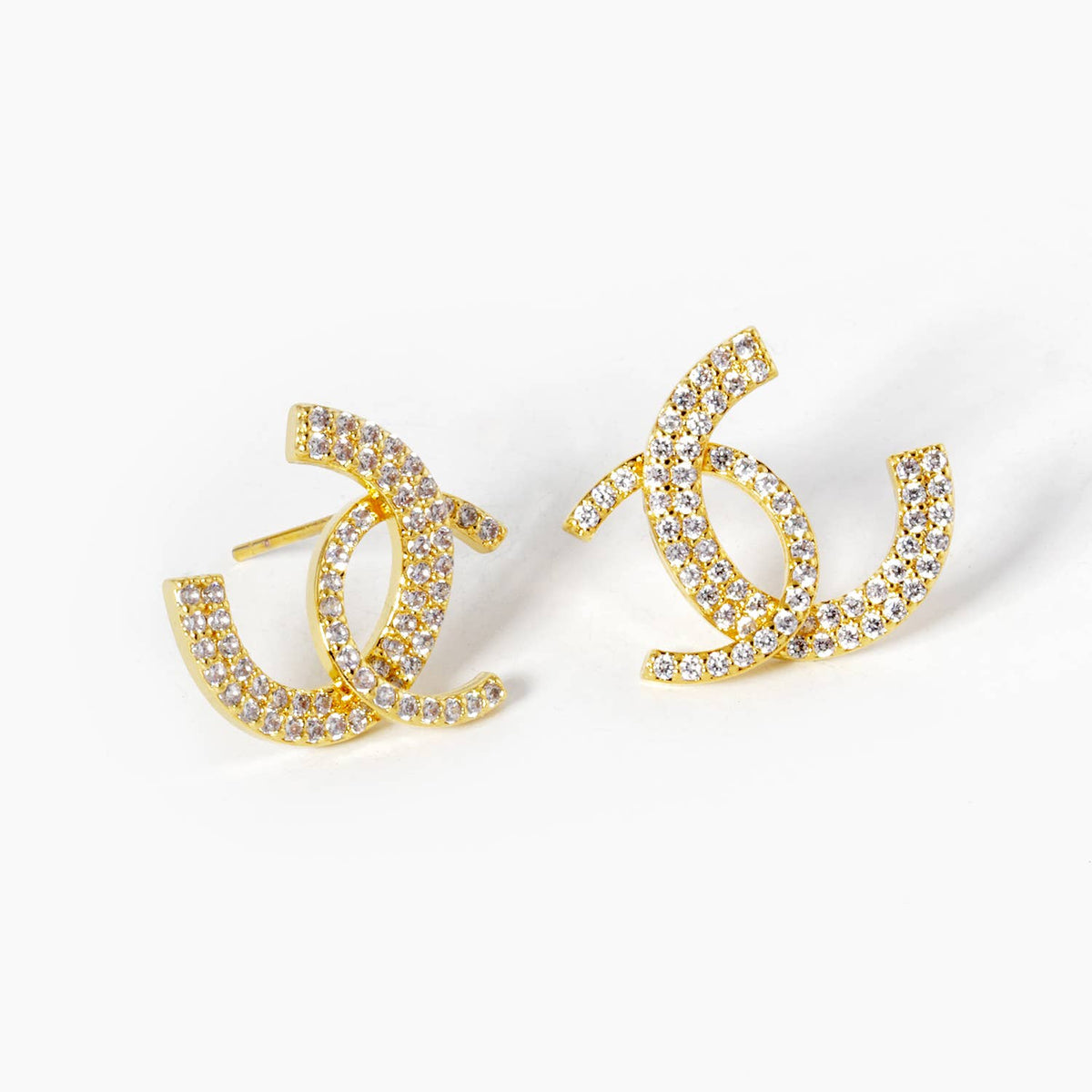 Dainty Interlocking Spiral Cubic Zirconia Stud Earrings