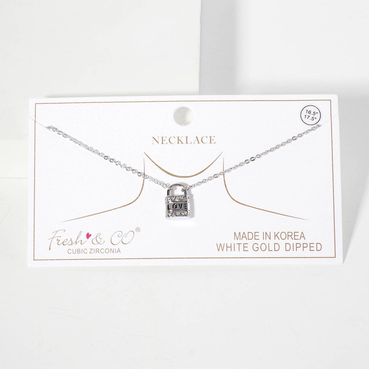 Love Engraved Padlock Pendant 18K-Gold-Dipped Necklace