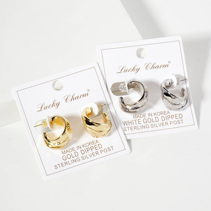 Three-Interconnected-Loops Brass Hoop Earrings
