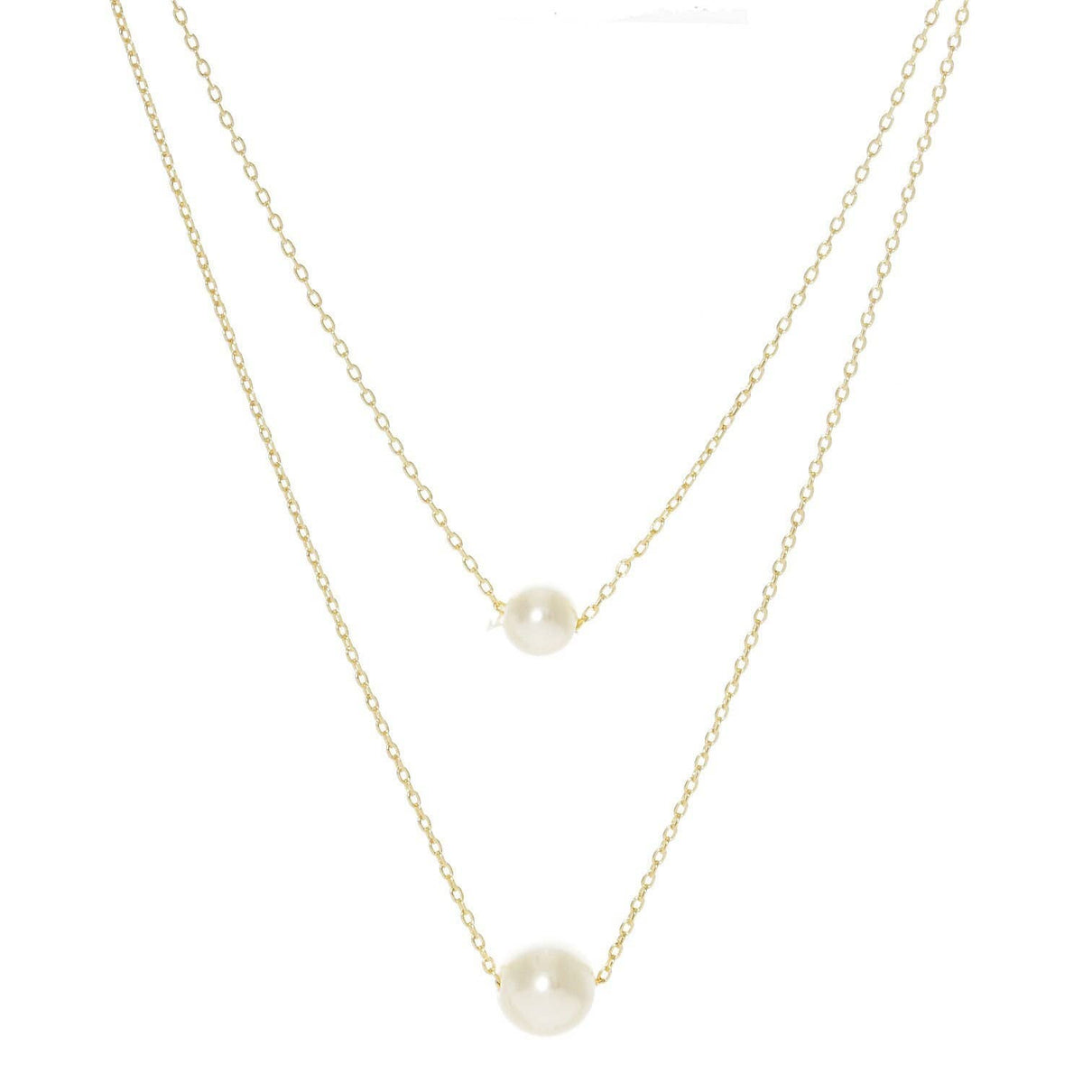 Gold Double Layered Freshwater Pearl Necklace