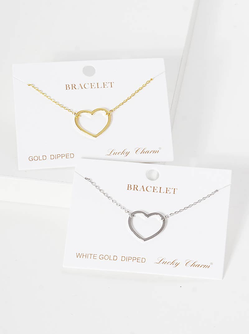 Minimalist Open-Heart Charm Bracelet