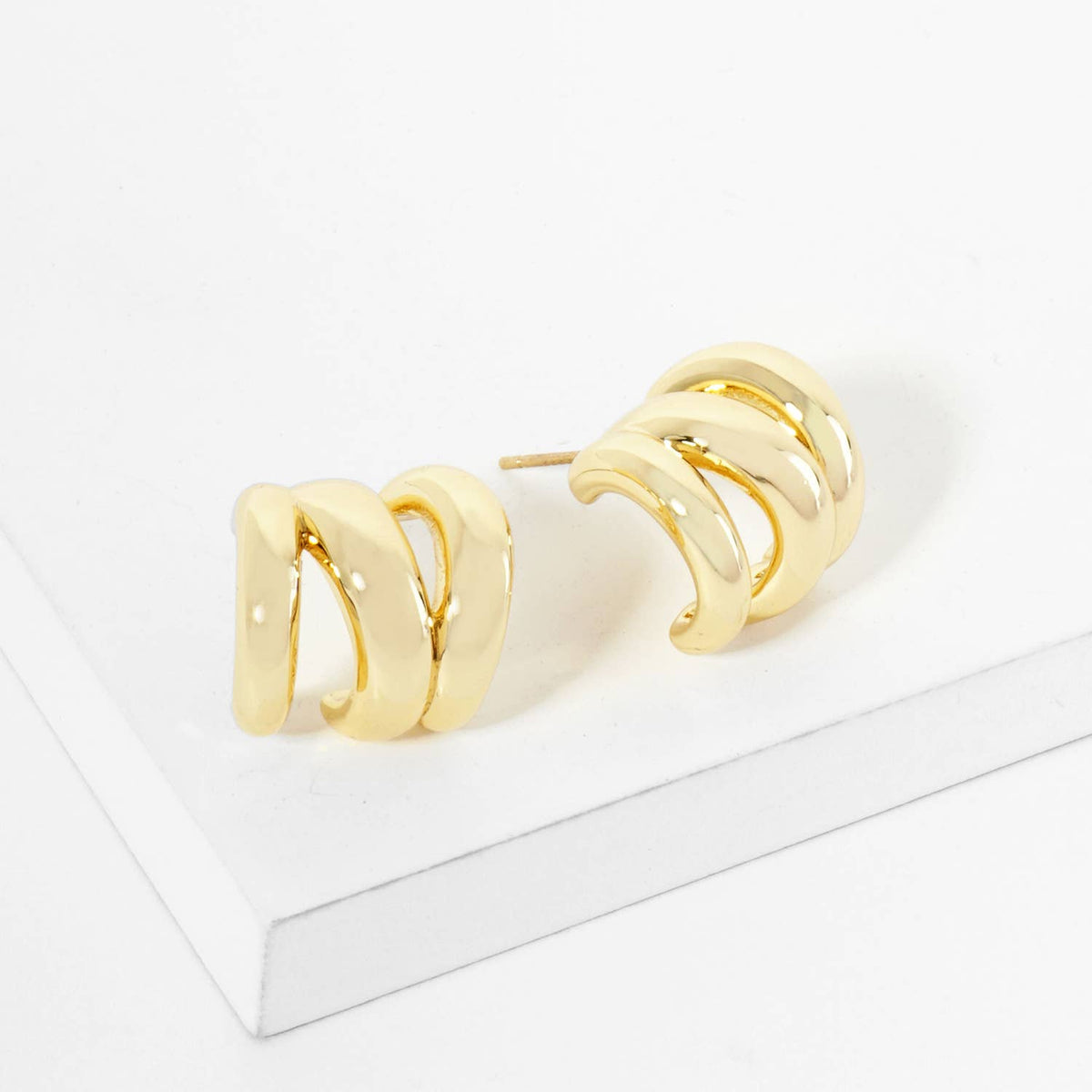 18K Gold Dipped Dainty Spiral 13mm Mini Hoop Earrings