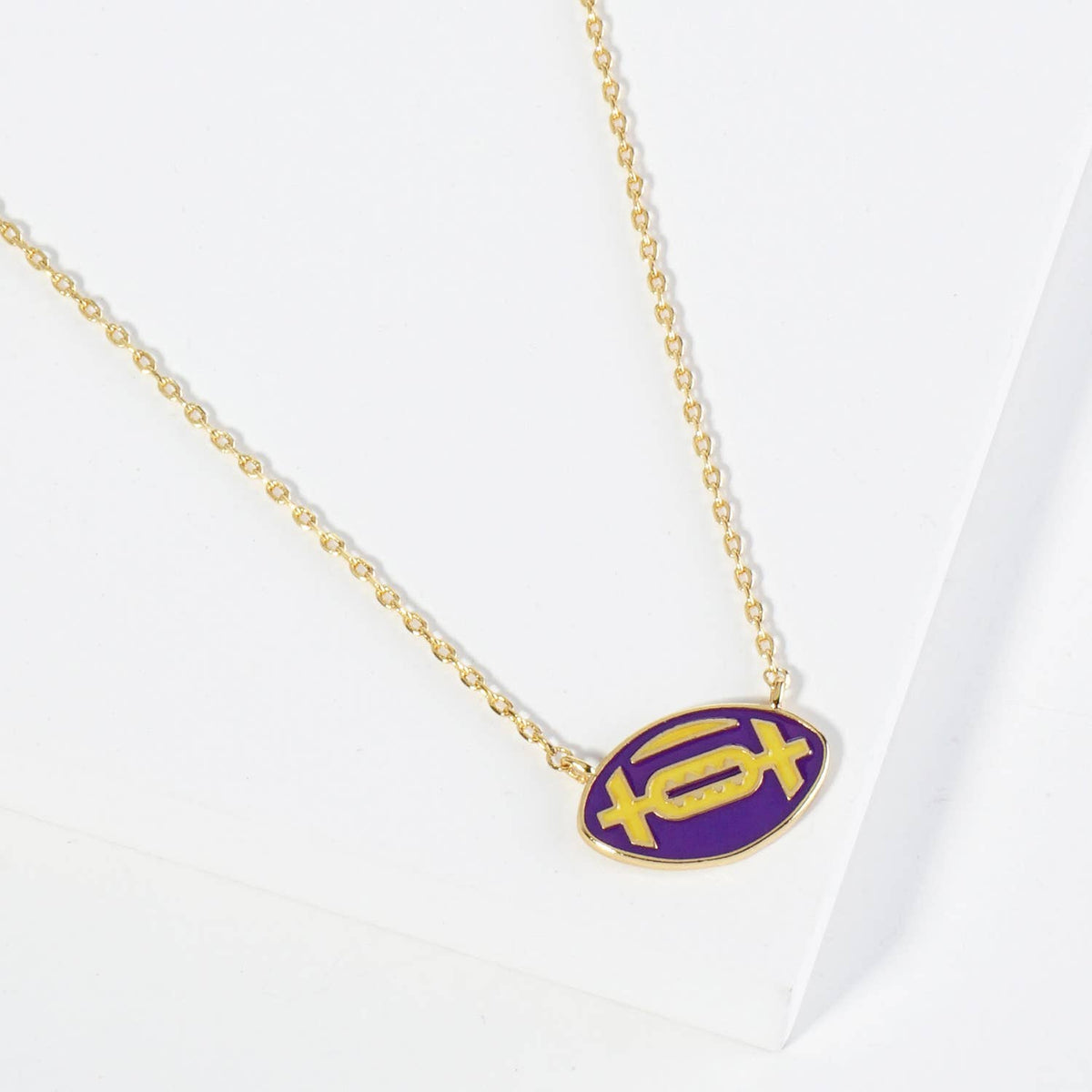 18K GOLD ENAMEL FOOTBALL BALL PENDANT GAME DAY NECKLACE