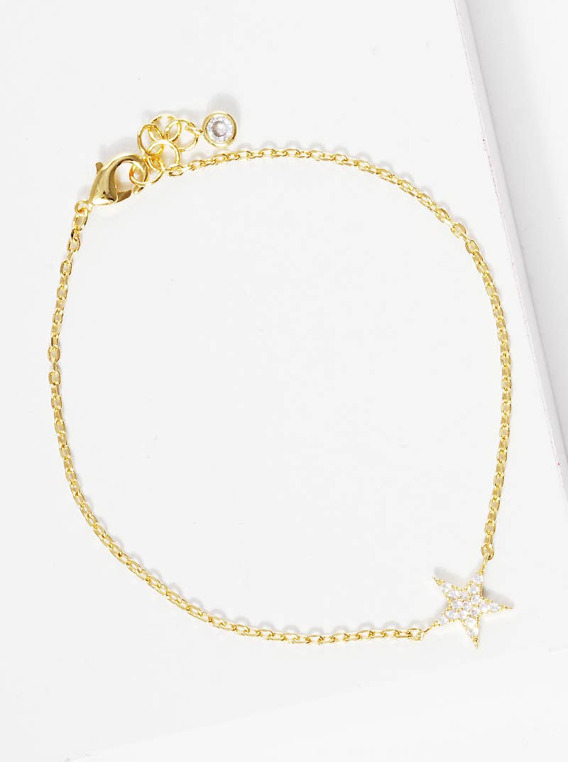 Dainty Pave Star Charm Chain Bracelet