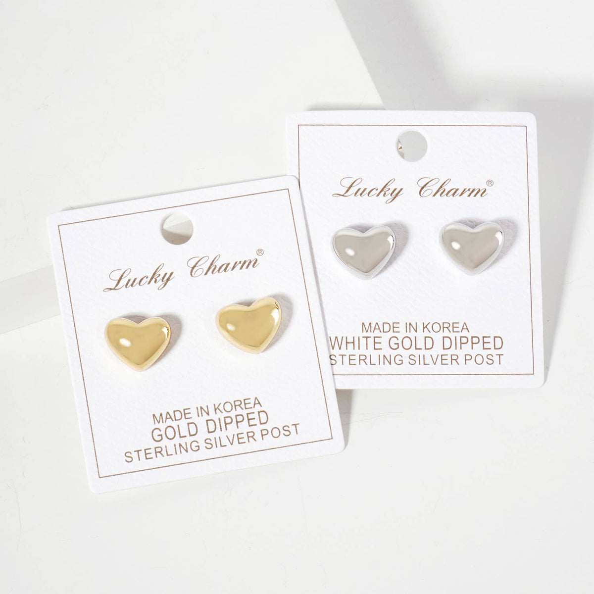 Polished Brass Heart-Shaped Stud Earrings