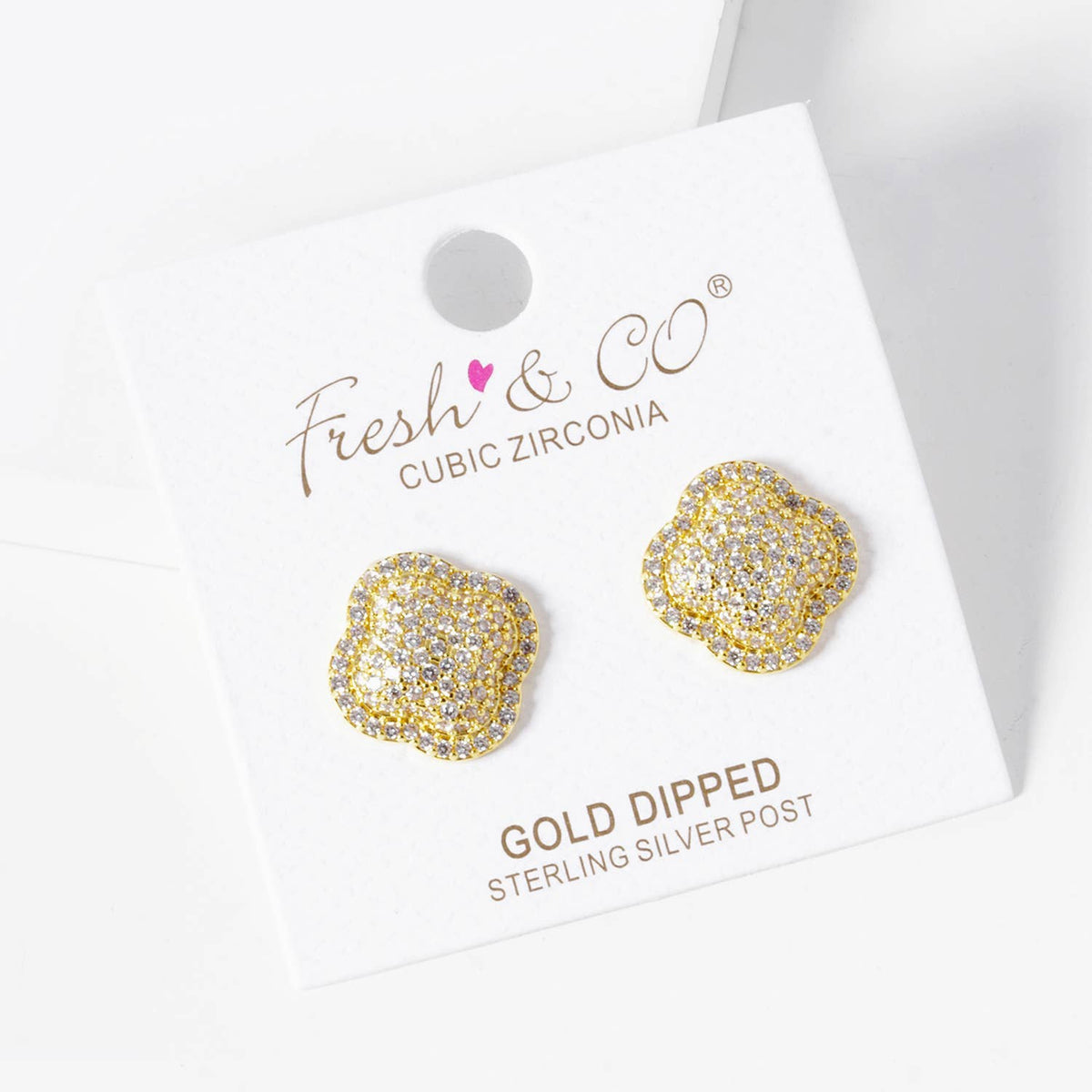 Dainty Pave Clover Stud Earrings