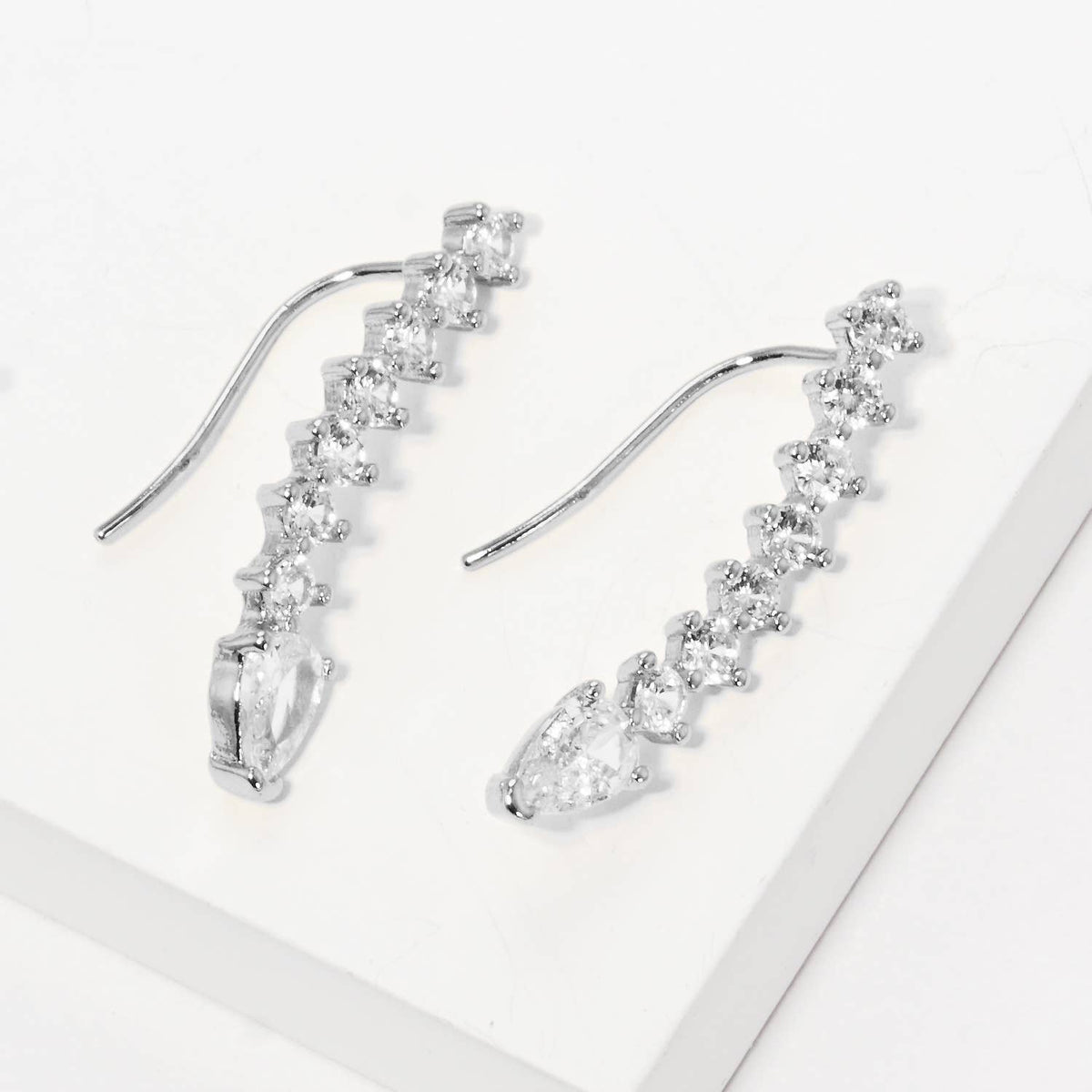 Crystal Teardrop Ear Crawler Climber Earrings
