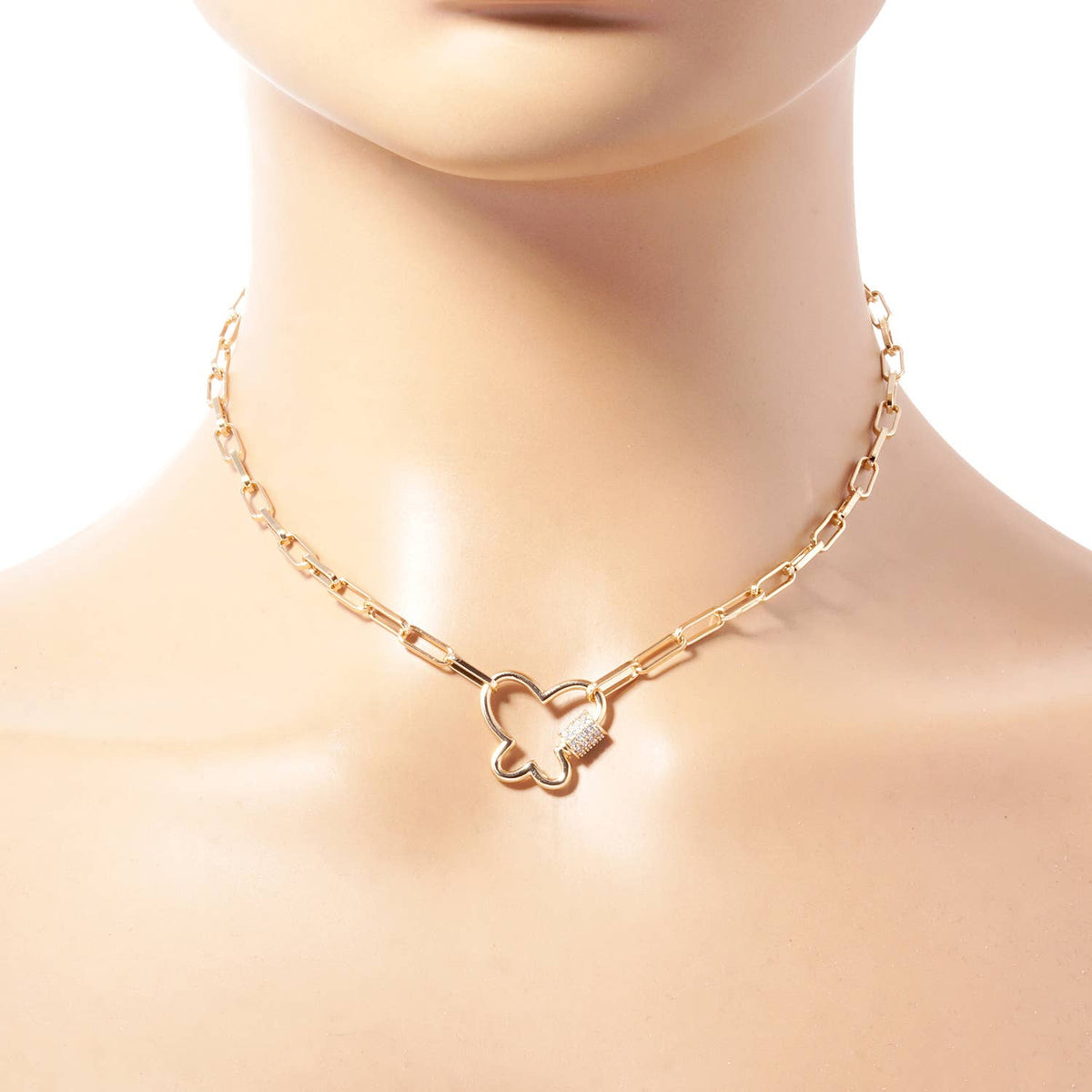 Gold Butterfly Paperclip Necklace