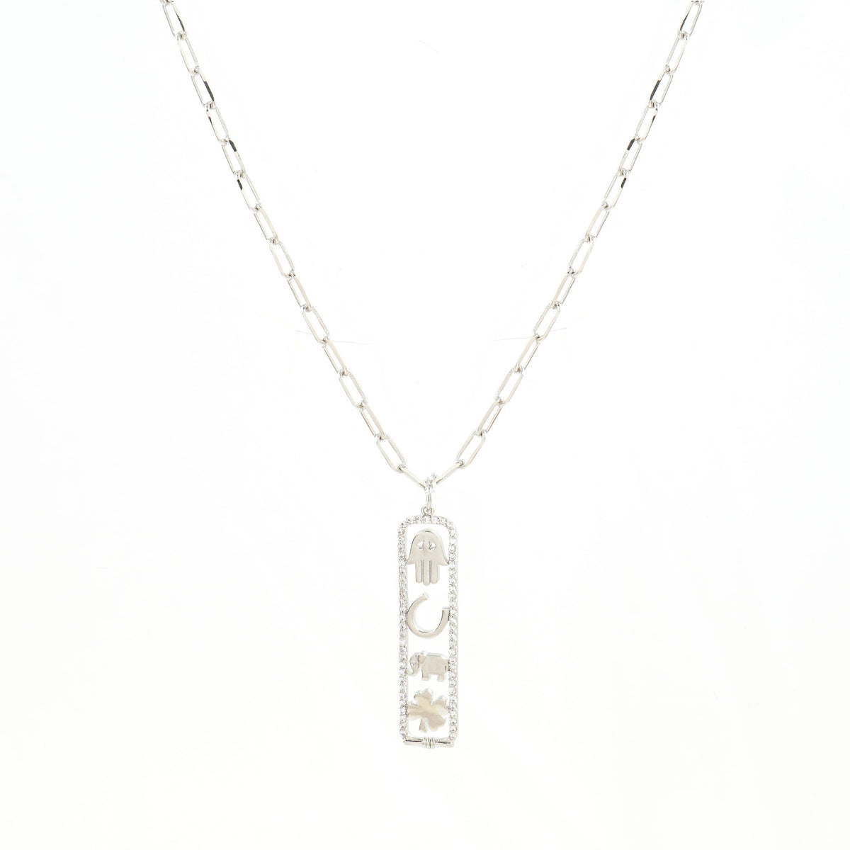 Gold Plated Luck and Protection Long Cartouche Necklace