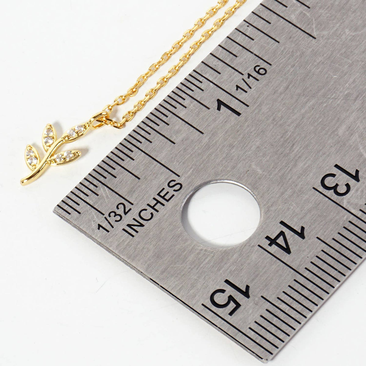 Delicate Cubic Zirconia Leaf Branch Pendant Necklace